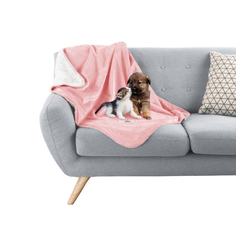 Waterproof Pet Blanket- 40inx30in Plush Throw Protects Couch, Chairs, Car, Bed- Machine Washable by Petmaker - 40x30