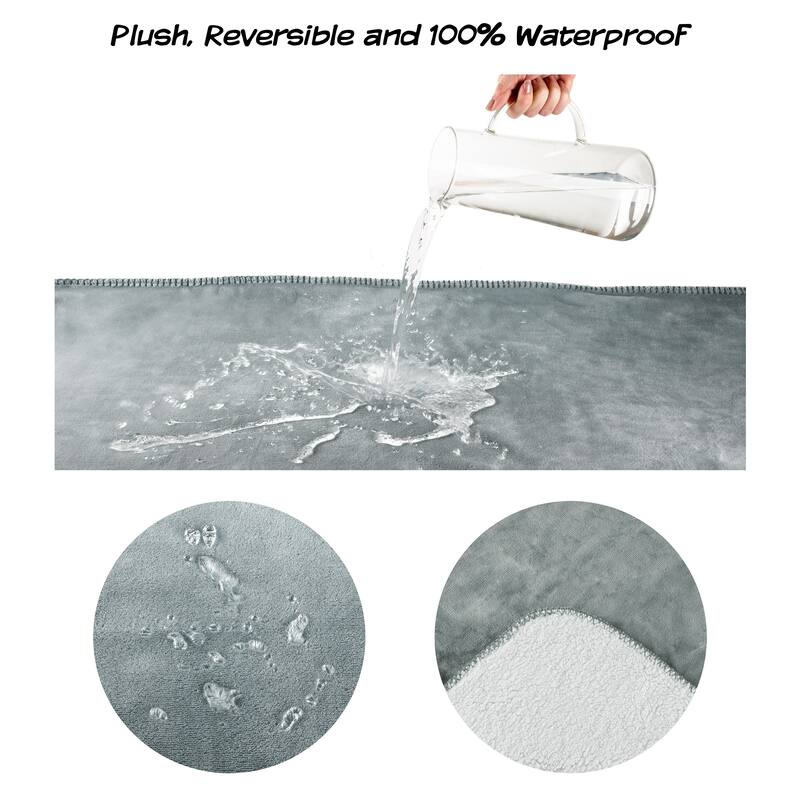 Waterproof Pet Blanket- 40inx30in Plush Throw Protects Couch, Chairs, Car, Bed- Machine Washable by Petmaker - 40x30