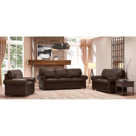 Made to Order Mondial 100% Top Grain Leather Sofa, Loveseat and Chair Set