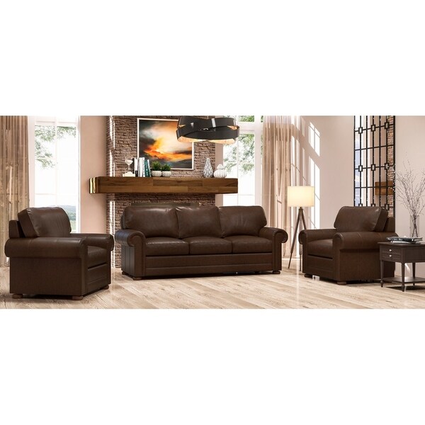 Made to Order Lansdown 100% Top Grain Leather Sofa and Two Chairs Set