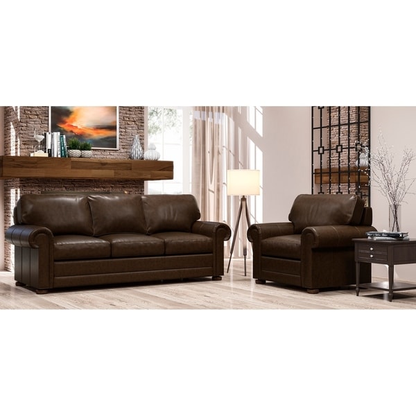 Made to Order Lansdown 100% Top Grain Leather Sofa and Chair Set