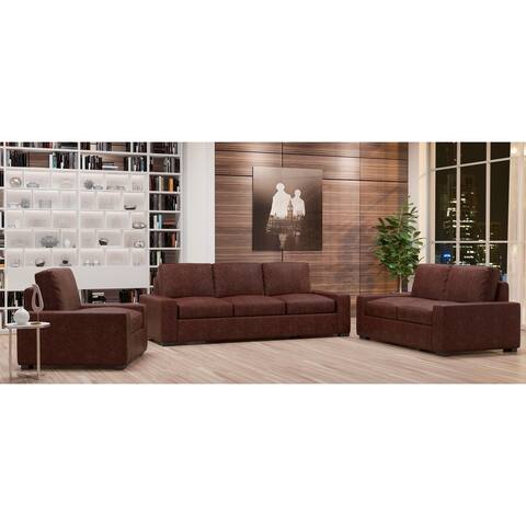 Made to Order Monza 100% Top Grain Leather Sofa, Loveseat and Chair Set
