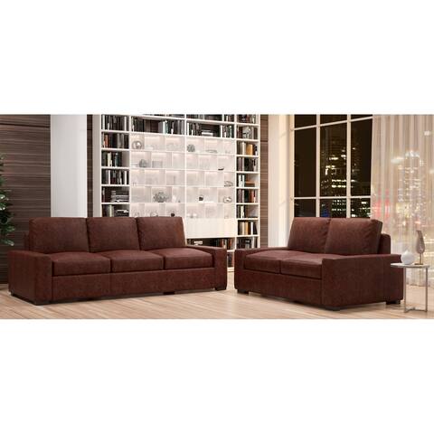 Made to Order Monza 100% Top Grain Leather Sofa and Loveseat Set