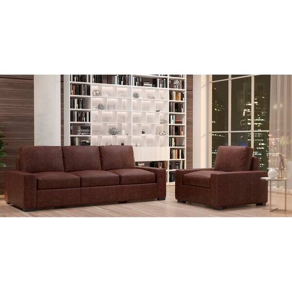 Made to Order Monza 100 Top Grain Leather Sofa and Chair Set Bed