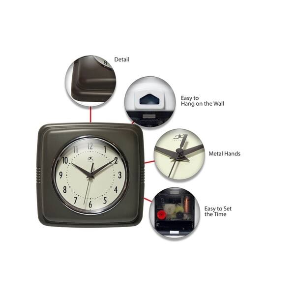 Shop Square Retro 50s Kitchen 9 Inch Small Wall Clock By Infinity Instruments Overstock 28077167