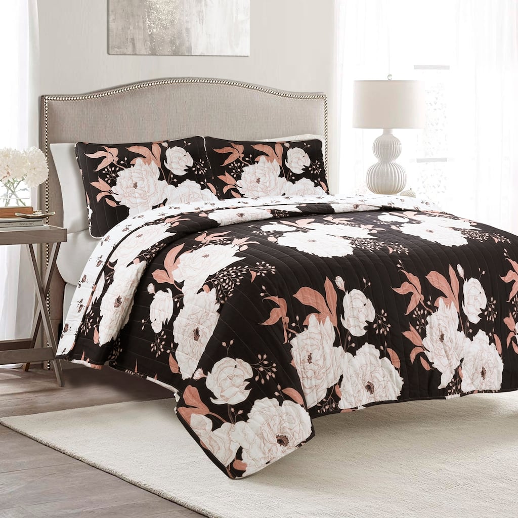 Lush Decor Zinnia Floral 3 Piece Quilt Set