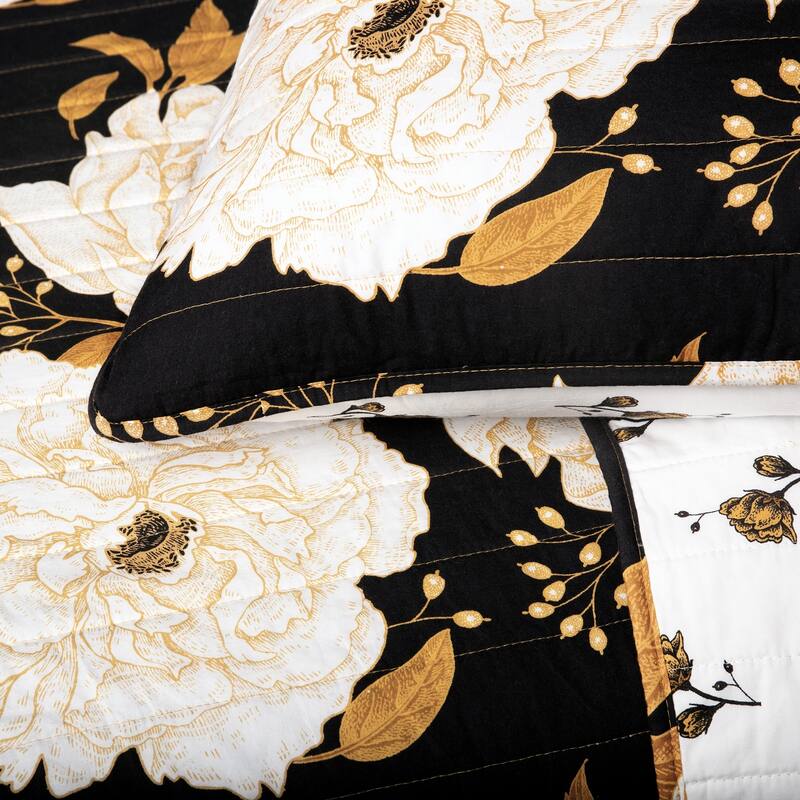 Lush Decor Zinnia Floral 3 Piece Quilt Set