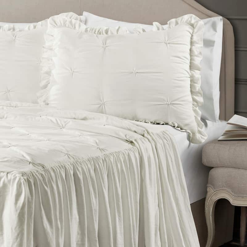 The Gray Barn Lazy Acres Pintuck Ruffle Skirt Bedspread Set