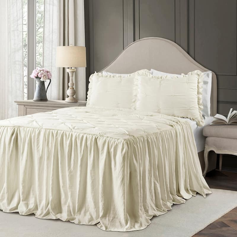The Gray Barn Lazy Acres Pintuck Ruffle Skirt Bedspread Set