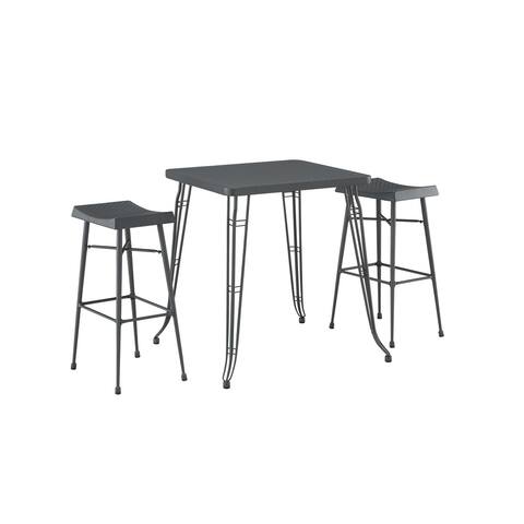 Boraam Gilbert 3 Piece Grey Metal Pub Set
