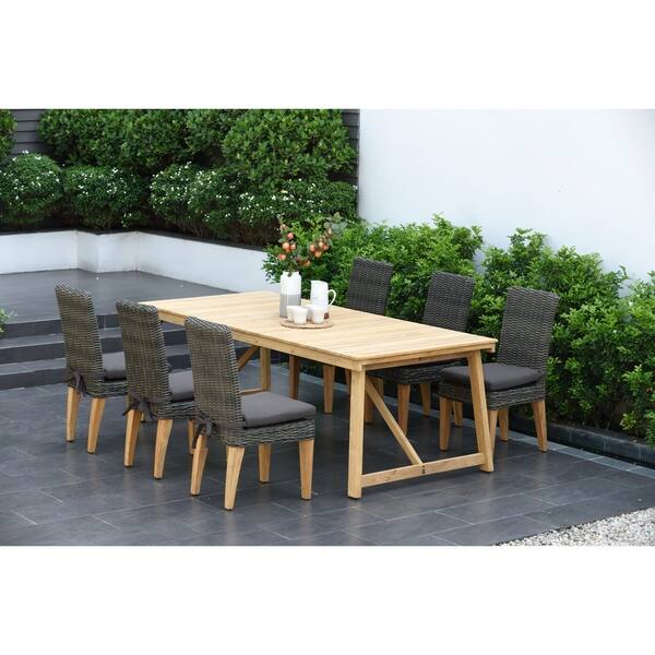 Shop Berkeley Teak Rectangular 7 Piece Patio Dining Set With On