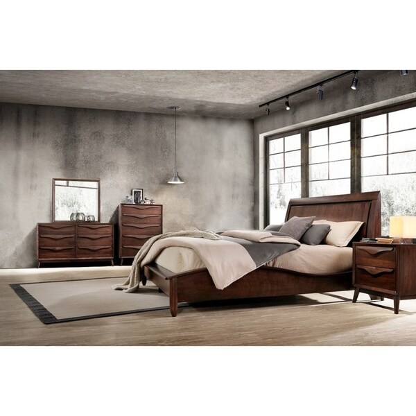 Abbyson Alton Brown Wood Mid-Century 5 Piece Bedroom Set