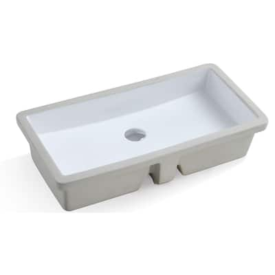 Ultra Large 27.8 Inch Rectangular Undermount Vitreous Ceramic Lavatory Vanity Bathroom Sink Pure White