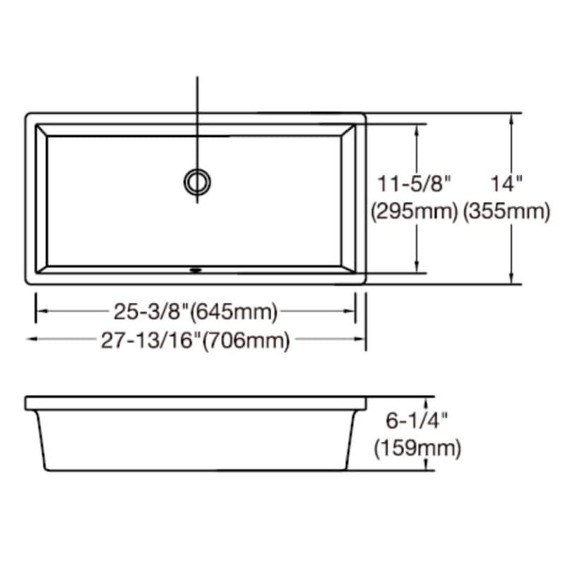 Ultra Large 27.8 Inch Rectangular Undermount Vitreous Ceramic Lavatory Vanity Bathroom Sink Pure White