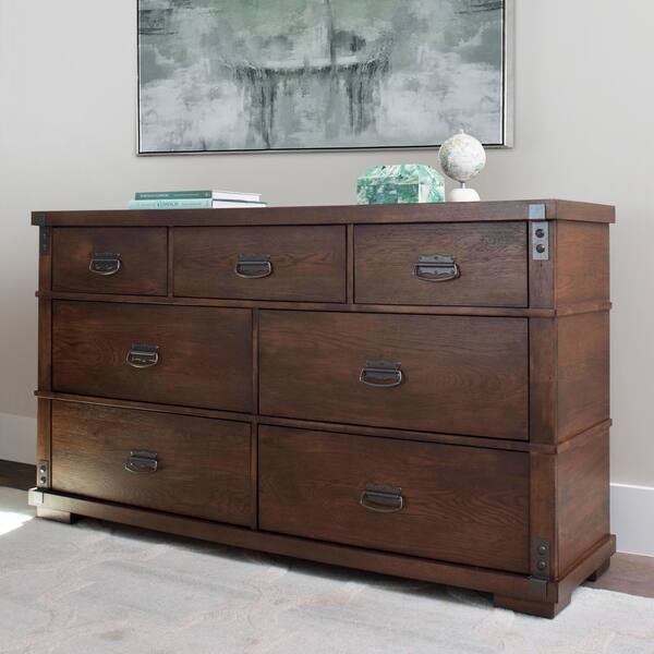 Shop Abbyson Kingsley Nine Drawer Vintage Oak Wood Dresser And Or