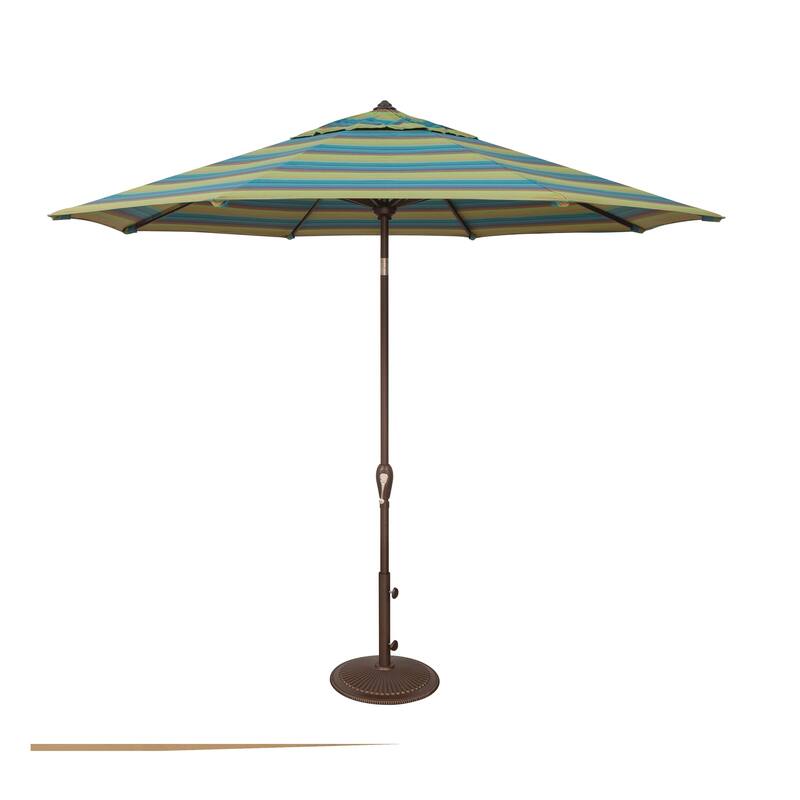 SimplyShade Aruba 9' Octagon Auto Tilt Umbrella - Sunbrella Canopy - Astoria Lagoon Stripe
