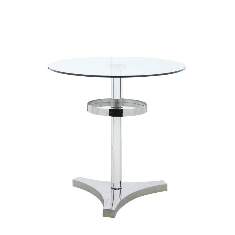 Somette 4304 Glass and Acrylic Counter Table - Silver