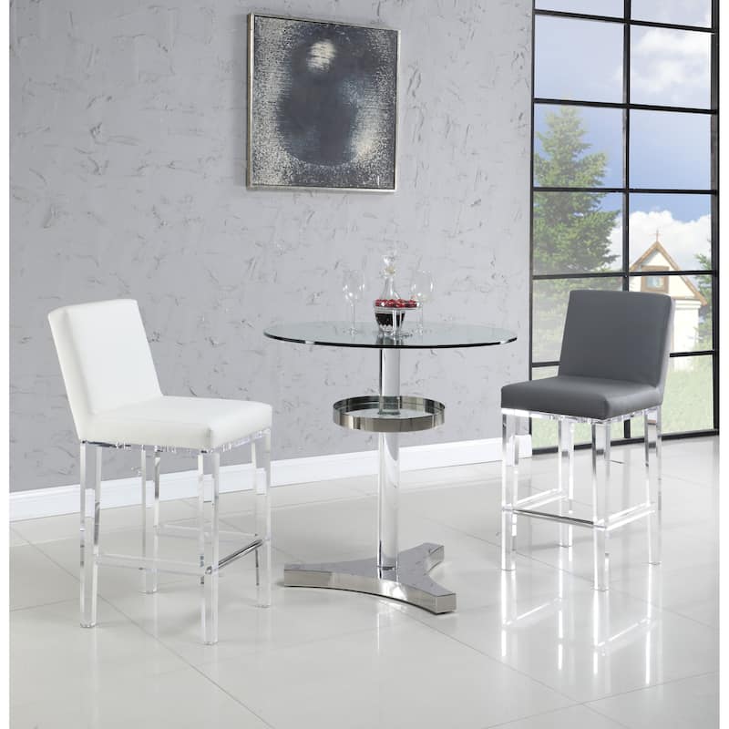 Somette 4304 Glass and Acrylic Counter Table - Silver