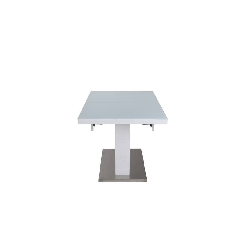 Somette Welma White Glass Top Dining Table - 32" x 47"