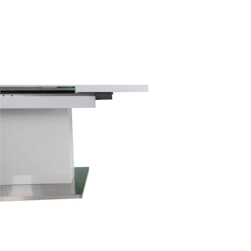 Somette Welma White Glass Top Dining Table - 32" x 47"