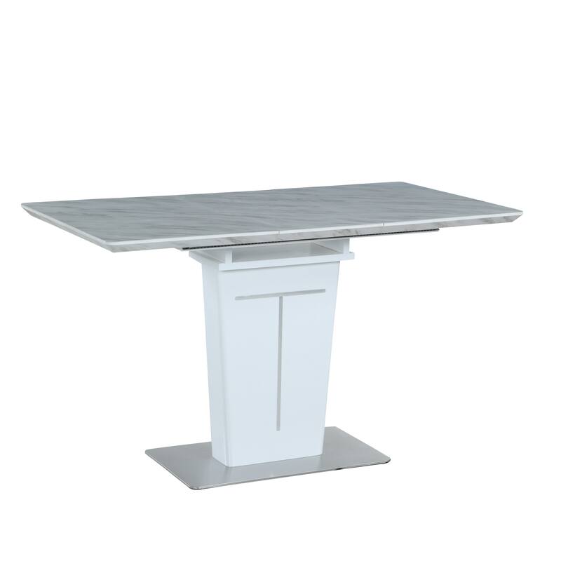 Somette Amelia White Marbleized Counter Table - Silver