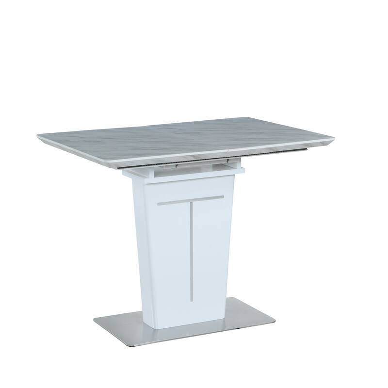 Somette Amelia White Marbleized Counter Table - Silver