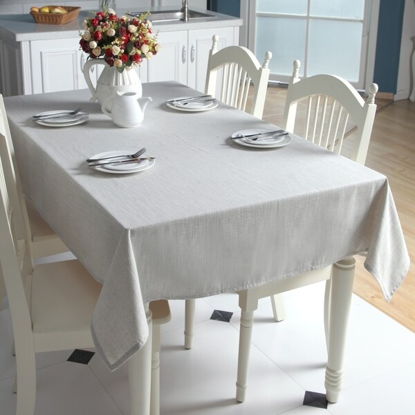 Enova Home 54"x 78" Beige High Quality Rectangle Cotton and Linen Tablecloth Table Cover