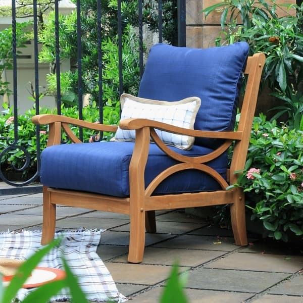 Shop Black Friday Deals On Lowell Teak Patio Lounge Chair With Cushion By Havenside Home Overstock 28080447