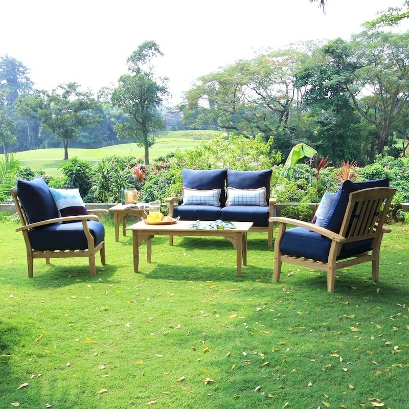 Cambridge Casual Leon Teak Patio Loveseat with Cushion