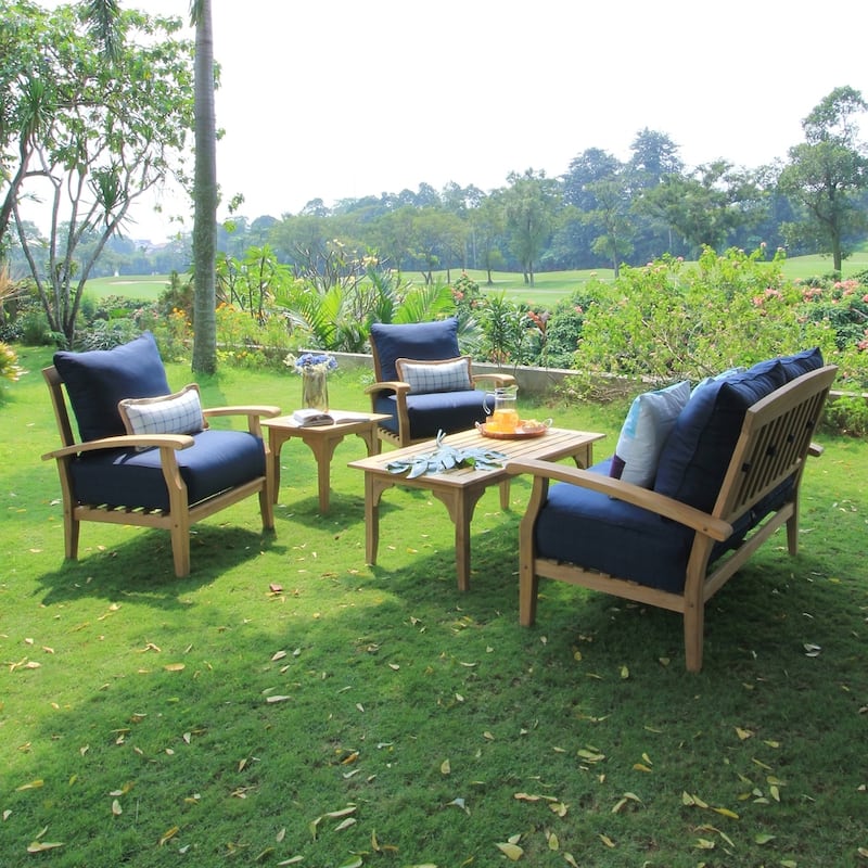 Cambridge Casual Leon Teak Patio Loveseat with Cushion