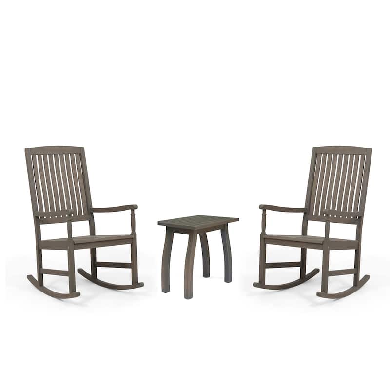 Christopher Knight Home Arcadia Outdoor Rocking Chairs and Side Table Set - Gray