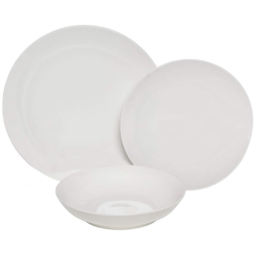 Foraineam 12 Pcs Dinner Plates Round Porcelain Tableware Service Plate Dish Serving Plates for Salad Dessert Bread White 8 Inch// 20 cm