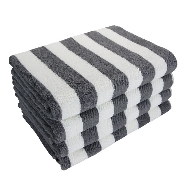 grey and white striped beach towels