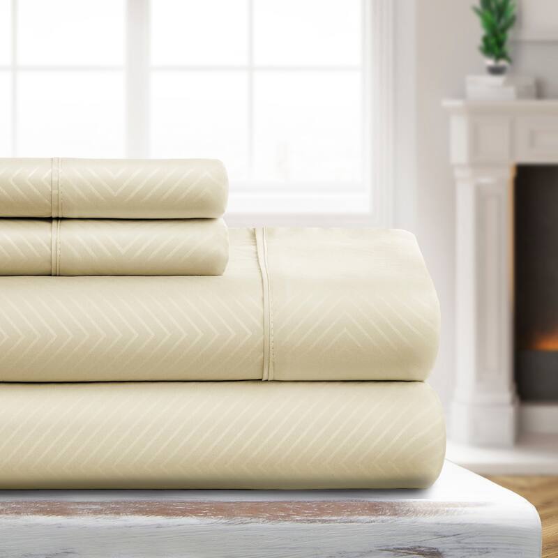 Luxury Ultra Soft Chevron Sheet Set by Simply Soft - King - Vanilla