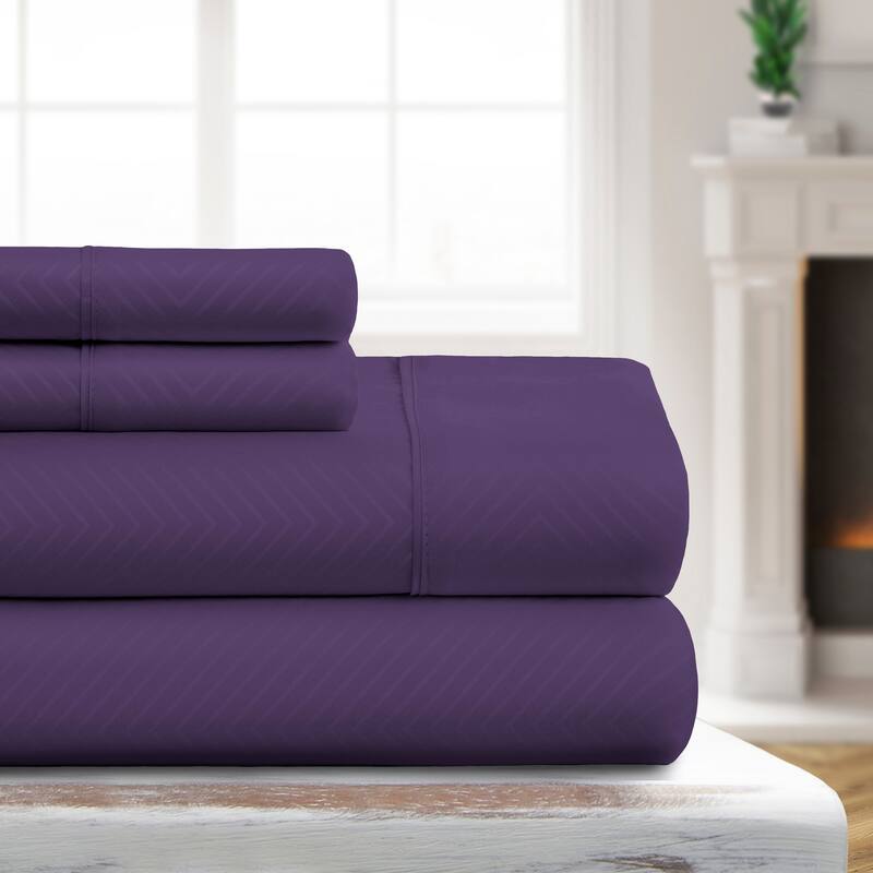 Luxury Ultra Soft Chevron Sheet Set by Simply Soft - Full - Blackberry