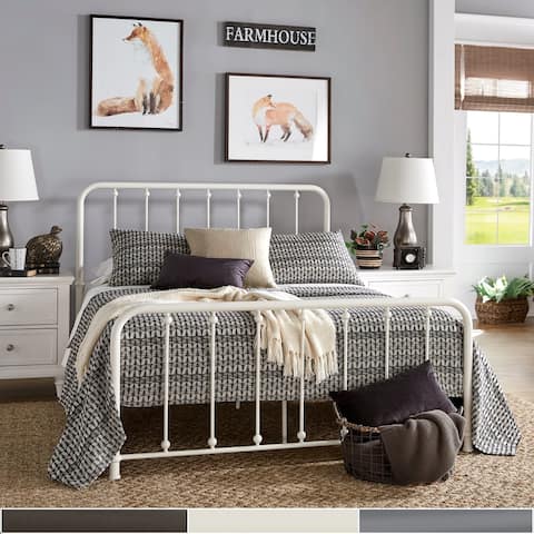 Copper Grove Balta Metal Bed with Beaded Headboard