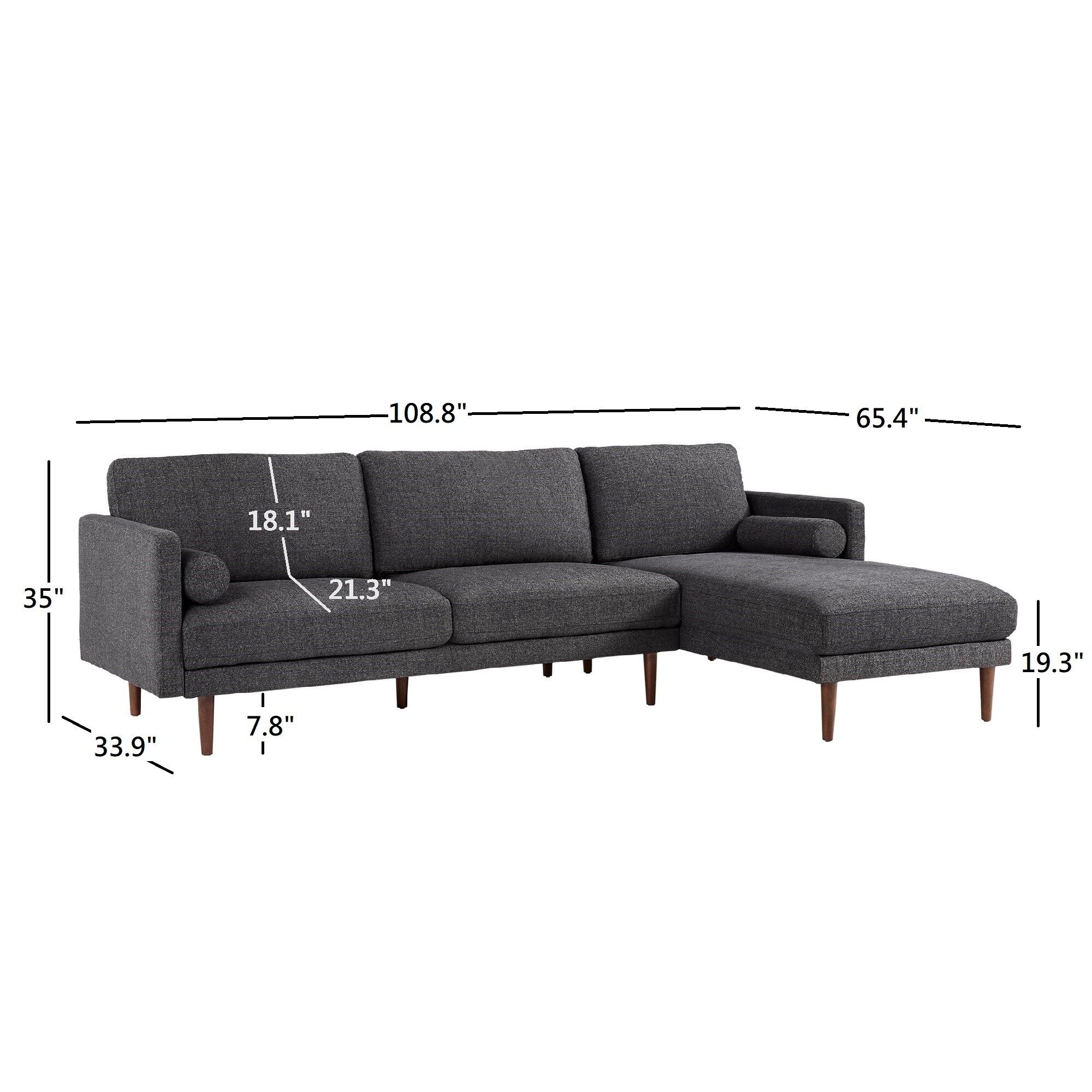 Oana Mid Century Sectional Sofa With Chaise Lounge By Inspire Q Modern