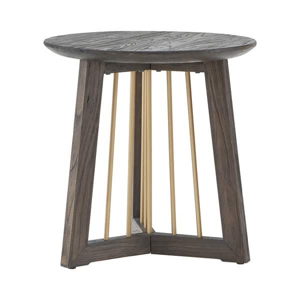 slide 2 of 6, Strick & Bolton Yael Gold-finished Metal and Reclaimed Wood End Table Reclaimed Wood End Table