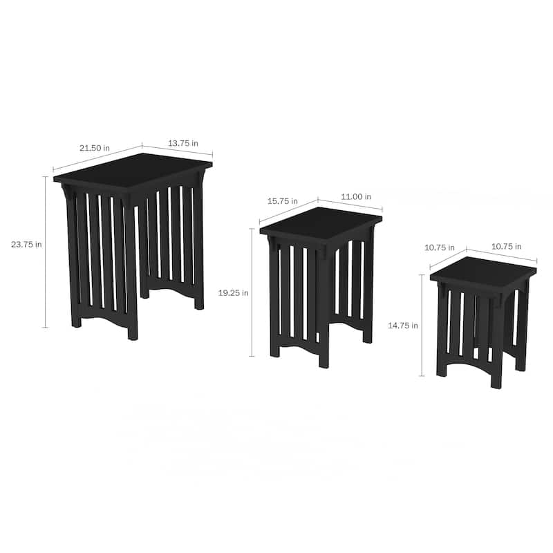 Lavish Home Black Traditional Wooden Nesting Tables - Set of 3 - Set of 3