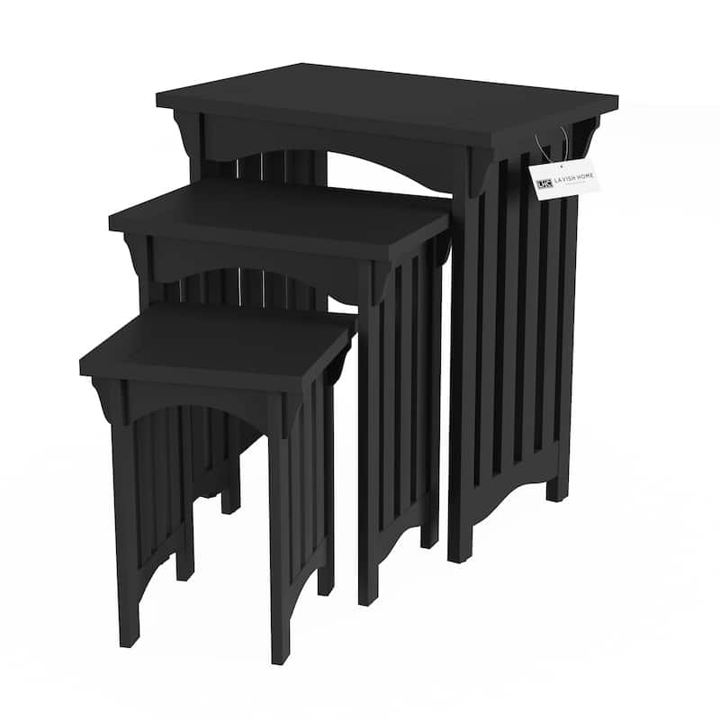 Lavish Home Black Traditional Wooden Nesting Tables - Set of 3 - Set of 3