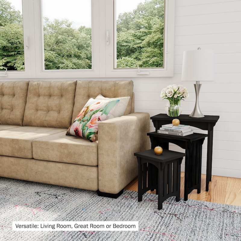 Lavish Home Black Traditional Wooden Nesting Tables - Set of 3 - Set of 3