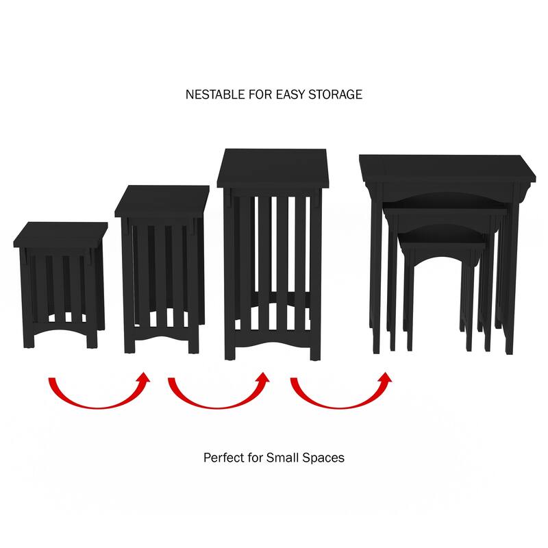 Lavish Home Black Traditional Wooden Nesting Tables - Set of 3 - Set of 3