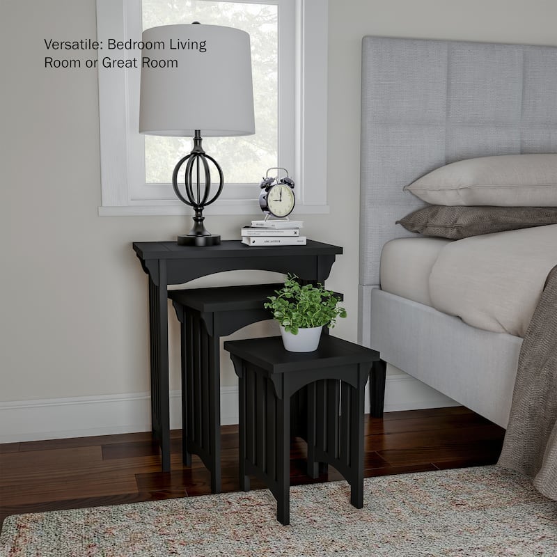 Lavish Home Black Traditional Wooden Nesting Tables - Set of 3 - Set of 3