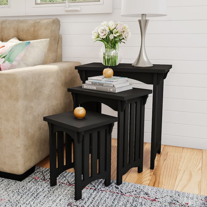 Lavish Home Black Traditional Wooden Nesting Tables - Set of 3 - Set of 3