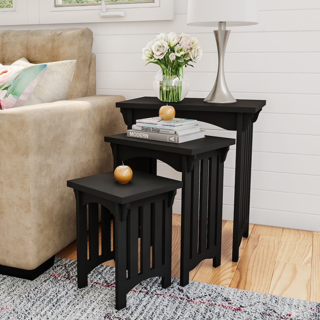 Lavish Home Black Traditional Wooden Nesting Tables - Set of 3 - Set of 3