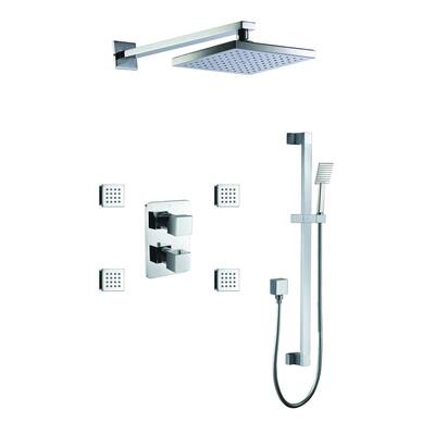 ALFI brand Polished Chrome 3 Way Thermostatic Shower Set with Body Sprays