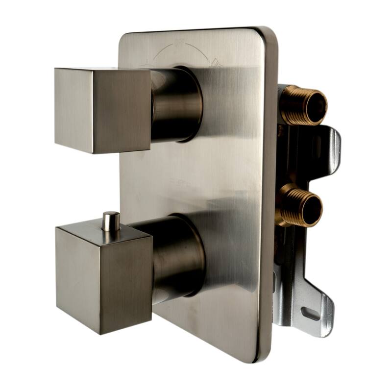 ALFI brand Brushed Nickel 2 Way Thermostatic Square Shower Set