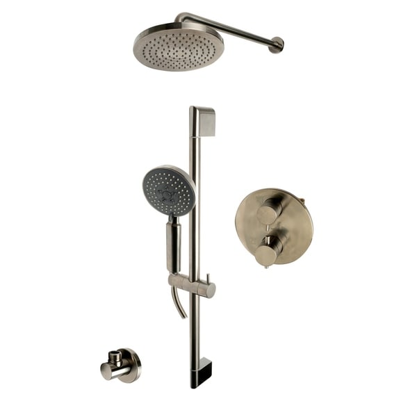 ALFI brand Brushed Nickel Round Style 2 Way Thermostatic Shower Set