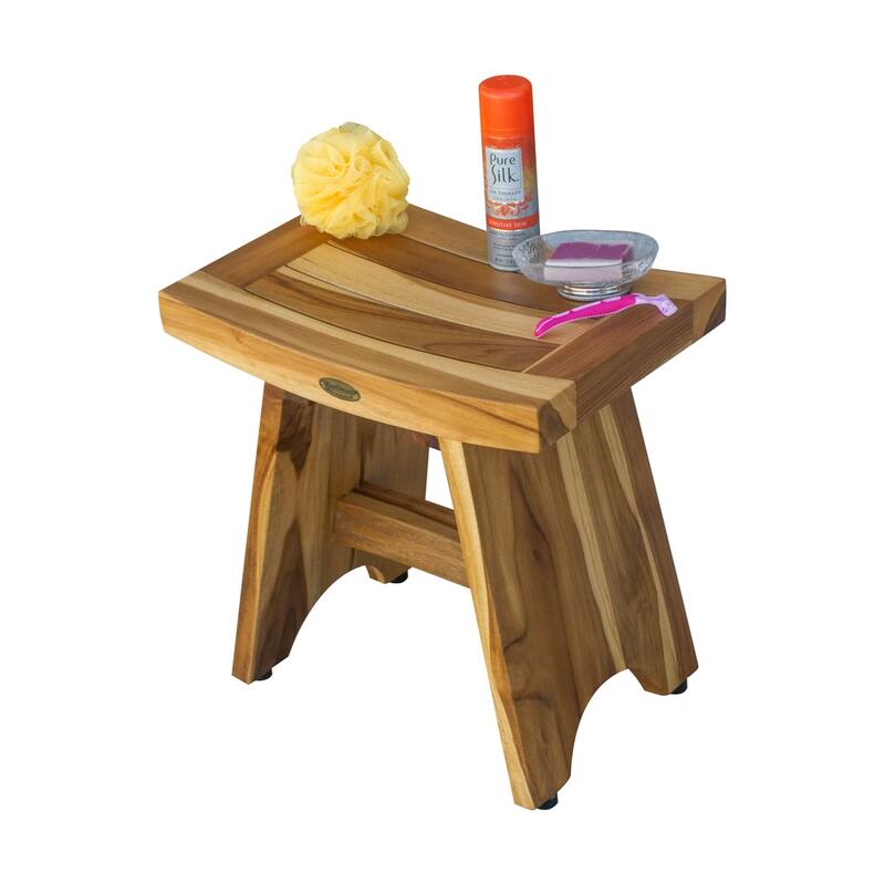 EcoDecors Serenity EarthyTeak 18" Teak Wood Shower Bench