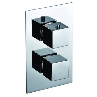ALFI brand AB2601-PC Polished Chrome Square Knob 1 Way Thermostatic Shower Mixer - Silver